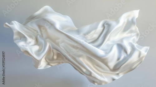 A close-up shot of a white cloth suspended in mid-air, with a blurred background