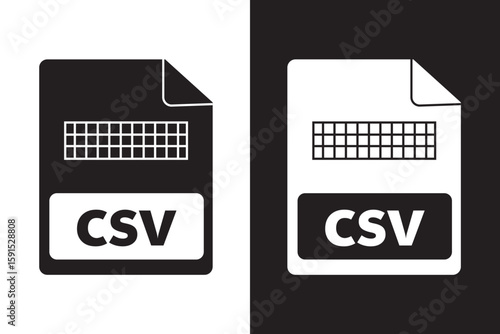 CSV file format icons set. File symbols collection. Vector illustration.