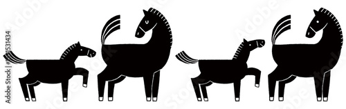 Minimalist Horse Family – Zodiac Animal Illustration