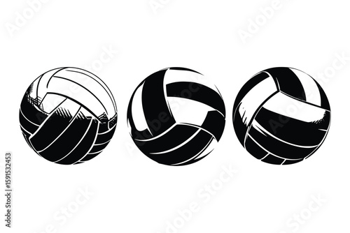 silhouette set of striped beach balls