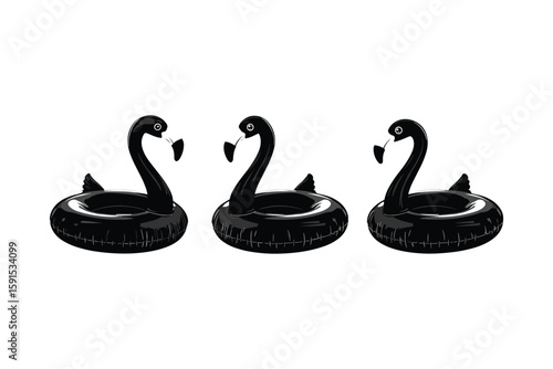 black silhouette set of double swan floaties