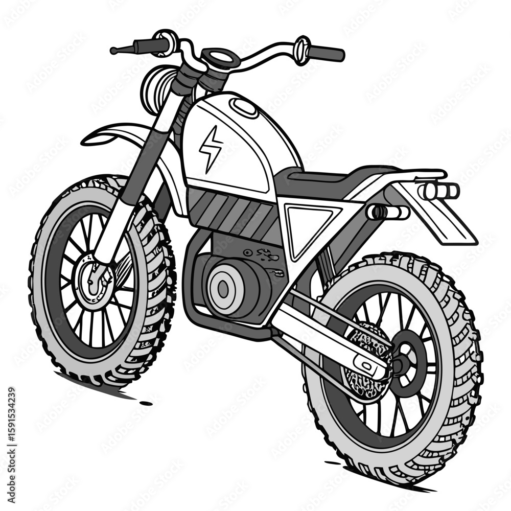 Fototapeta premium Black and white electric motorcycle with large tires bike vehicle
