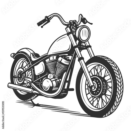 Black motorcycle with chrome handlebars and spokes