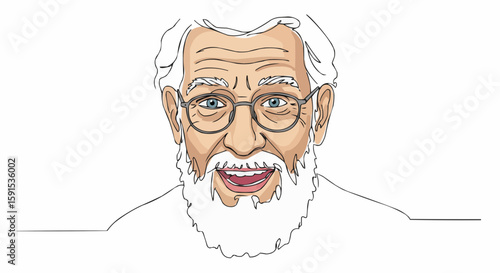 A smiling elderly man wearing glasses. 