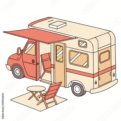 Camper van with patio furniture motorhome travel
