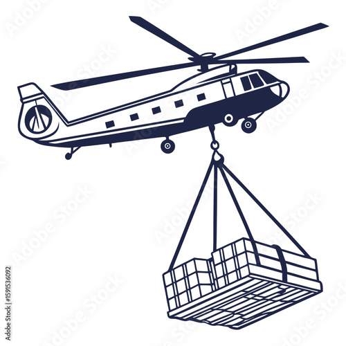 Cargo helicopter carrying load transport aviation