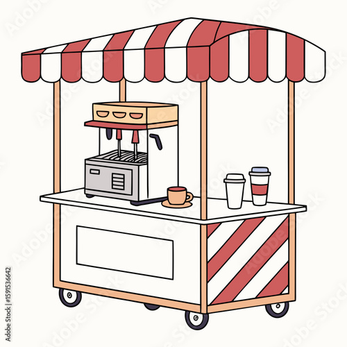 Coffee cart with awning and espresso machine mobile cart