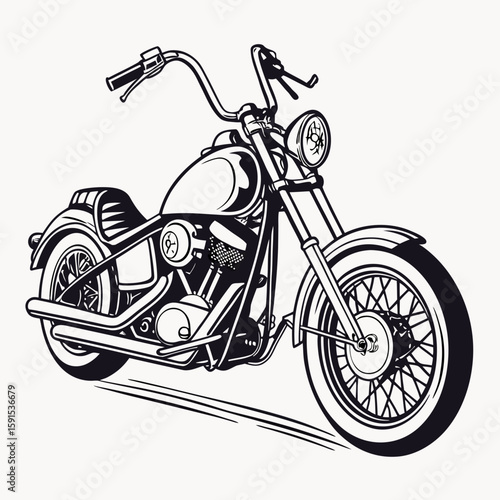Black and white chopper motorcycle custom vintage