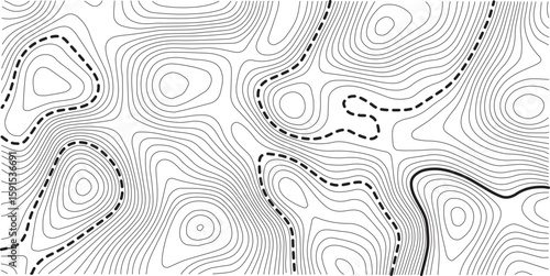 Topographic map background geographic line map with elevation assignments. Modern design with White background with topographic wavy pattern design.paper texture Imitation of a geographical map shades