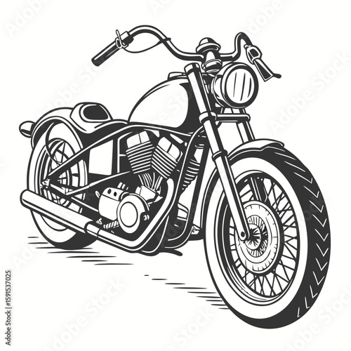 Black custom motorcycle with high handlebars chopper