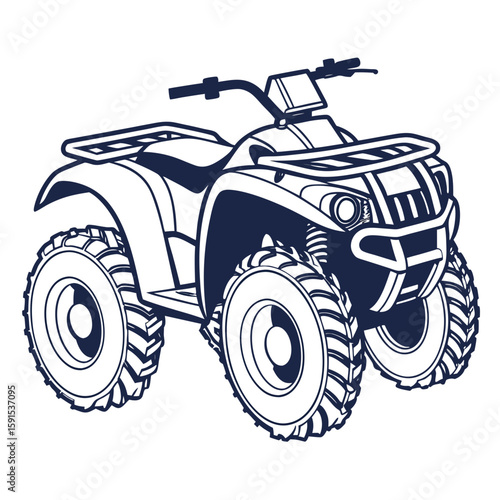 Dark blue all terrain vehicle quad bike transportation