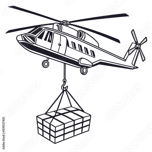 Cargo helicopter lifting external load transport