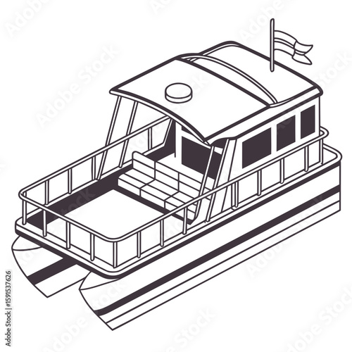 Catamaran boat with flag watercraft vessel