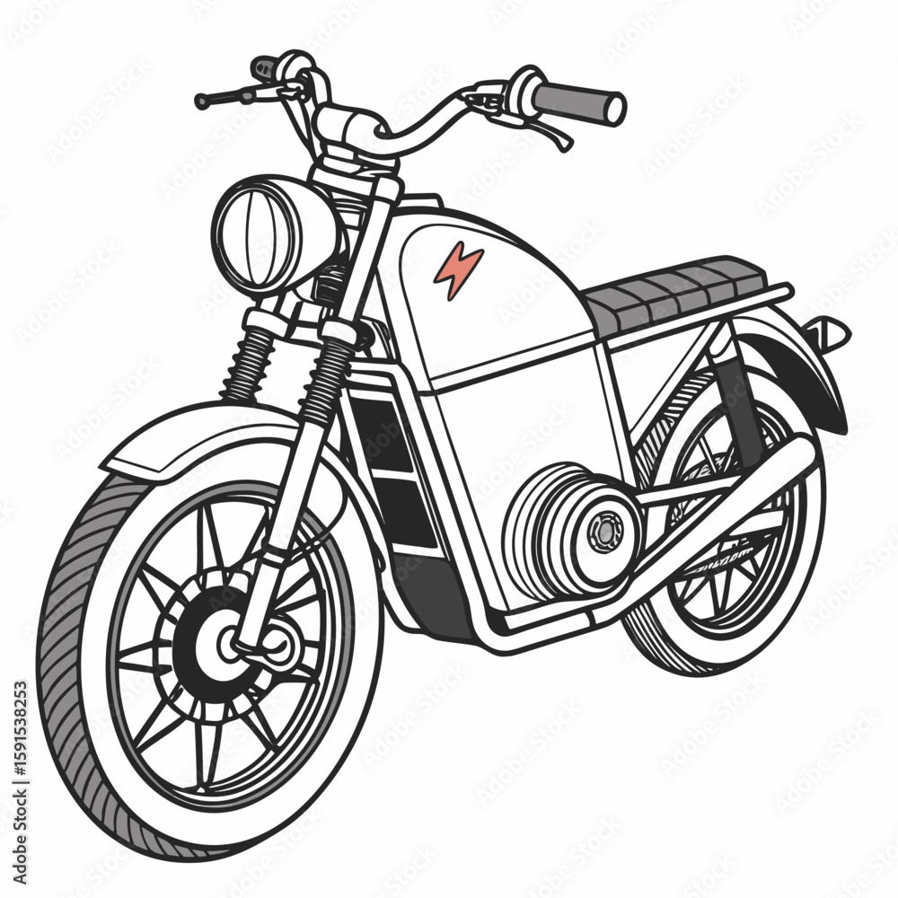 Fototapeta premium Electric motorbike with lightning bolt emblem electric motorcycle