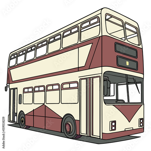 Cream and maroon double decker bus illustration transportation