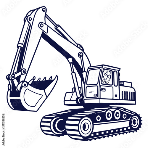 Heavy construction digger machine with bucket excavator heavy machinery