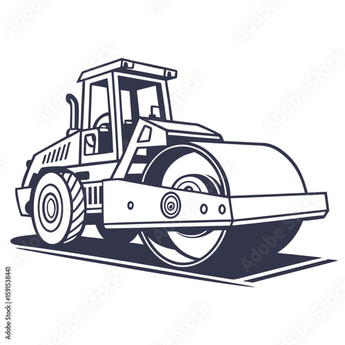Dark blue construction roller vehicle road roller compactor