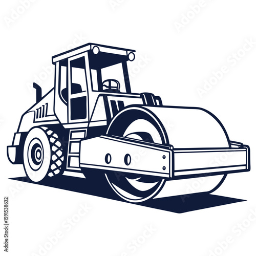 Dark blue road roller vehicle steamroller compactor