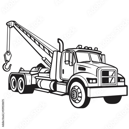 Heavy duty tow truck with crane and hook vehicle