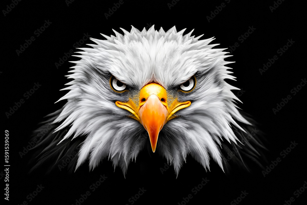 Obraz premium A bald eagle's head on a black background