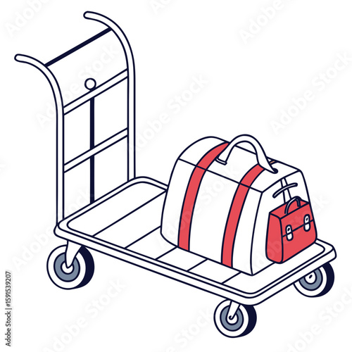 Luggage cart with travel bags suitcase airport