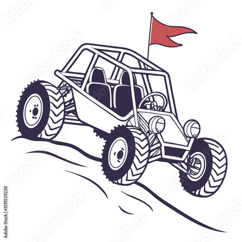 Dune buggy with red flag off road vehicle sand rail