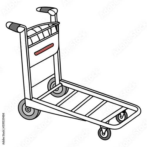 Metal luggage cart with grey wheels and handles trolley baggage cart