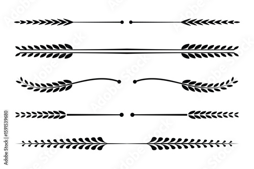 Horizontal laurel divider icon, representing elegance, achievement, and decorative balance. Ideal for certificates, invitations, formal borders, and ornamental design elements.