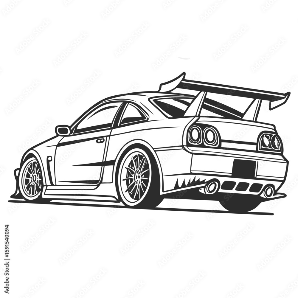 Fototapeta premium Modified sports car with large rear spoiler racing car modified car