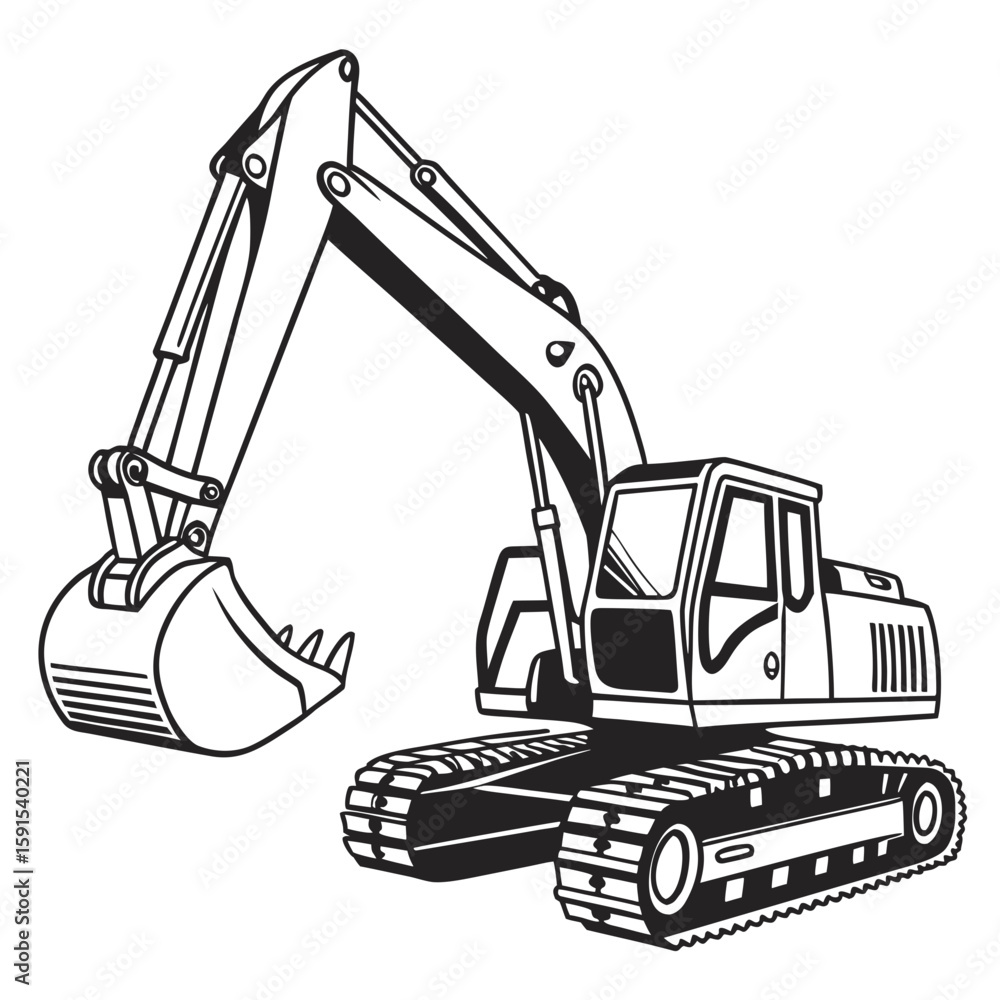 Fototapeta premium Excavator machine with bucket construction heavy machinery