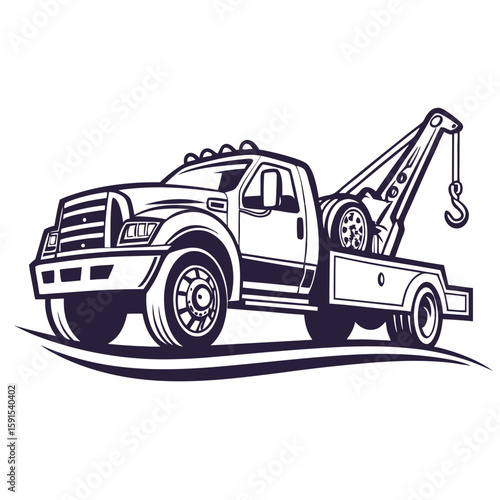 Heavy duty tow truck with hook winch towing