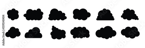 Set of Cloud computing icon different style. Cloud symbol.