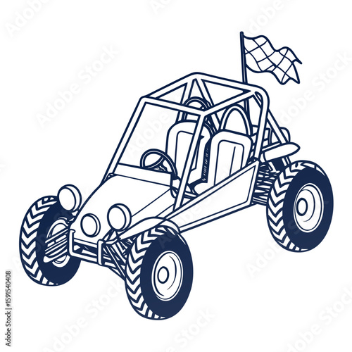 Off road buggy with checkered flag vehicle racing