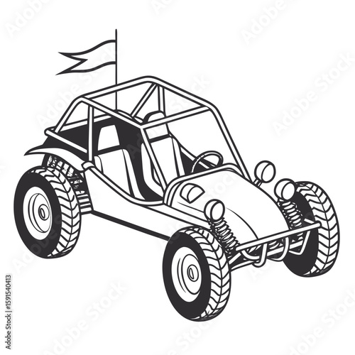 Off road buggy with flag vehicle recreational