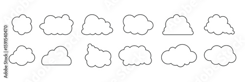 Set of line Cloud computing icon different style. Cloud symbol.