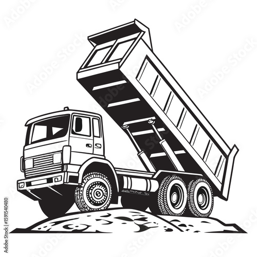 Heavy duty truck dumping load dump truck construction