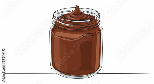 A jar filled with chocolate cream.