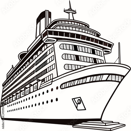 Grand liner vessel with multiple decks and windows