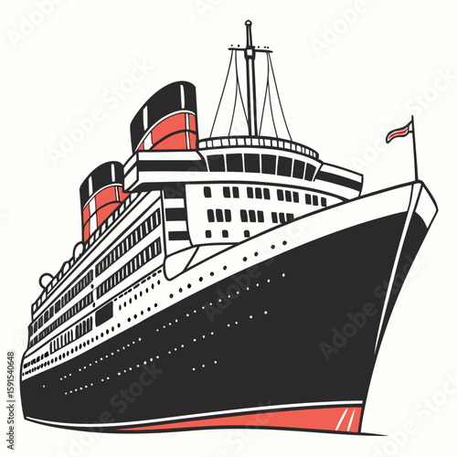 Grand ocean liner with red accents cruise ship maritime