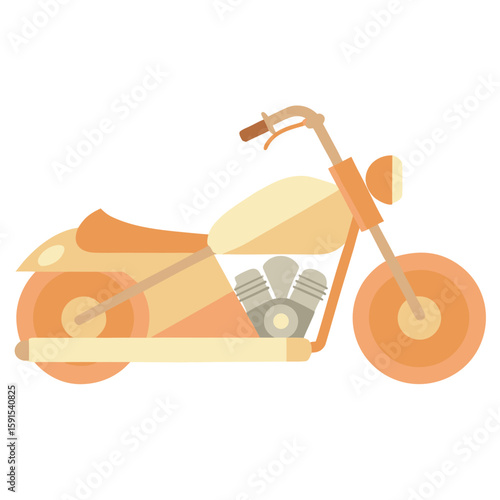 Orange motorcycle with high handlebars and engine detail chopper cruiser