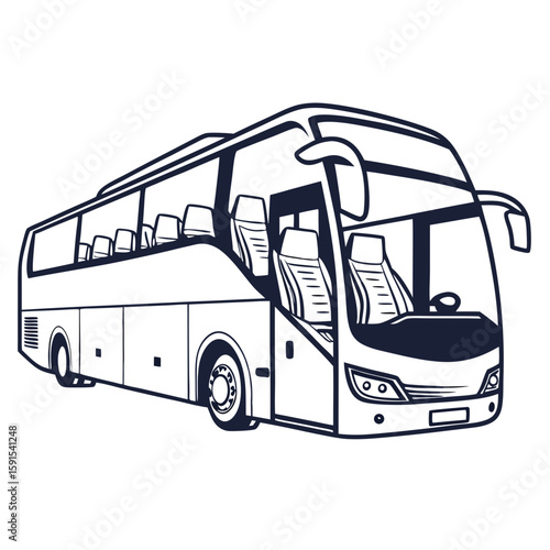 Luxury coach bus interior and exterior view tour bus