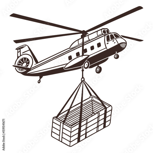 Helicopter lifting cargo sling transport aviation