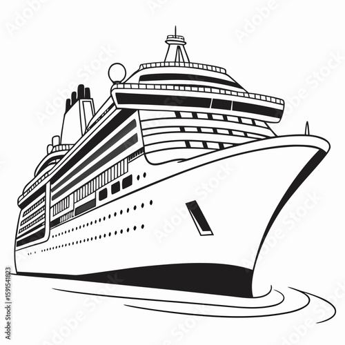 Large cruise liner sailing on water cruise ship vessel