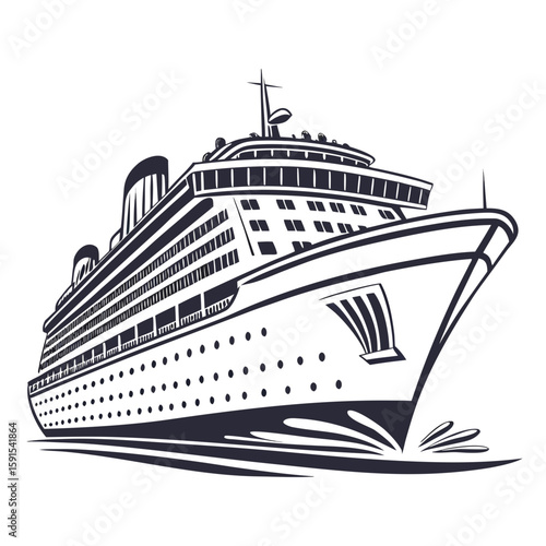 Large cruise ship sailing on water ocean liner vessel