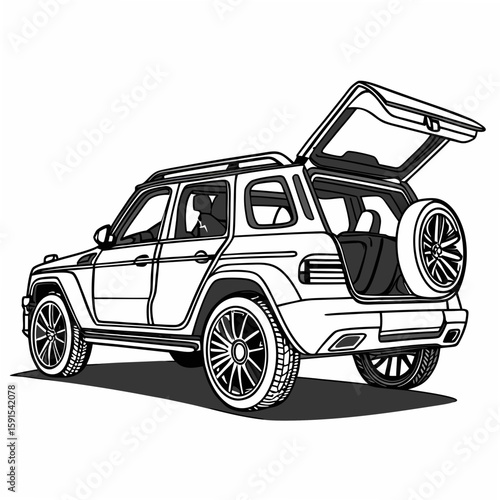 Luxury convertible S U V with open trunk luxury suv