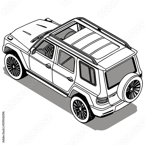 Luxury electric S U V with panoramic roof vector