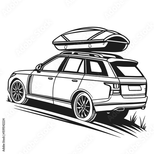 Luxury S U V with Roof Cargo Box luxury suv roof box