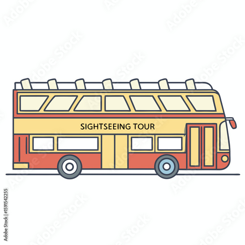 Red yellow double decker bus for sightseeing tours transportation
