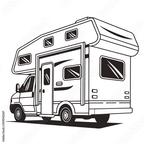 Motorhome with extended roof camper vehicle