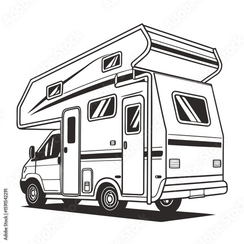 Motorhome with extended roof campervan recreational vehicle